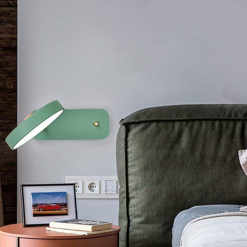 Modern Nordic LED Macaron Wall Lamp Wrought Iron Circular Wall Sconce with Acrylic Shade