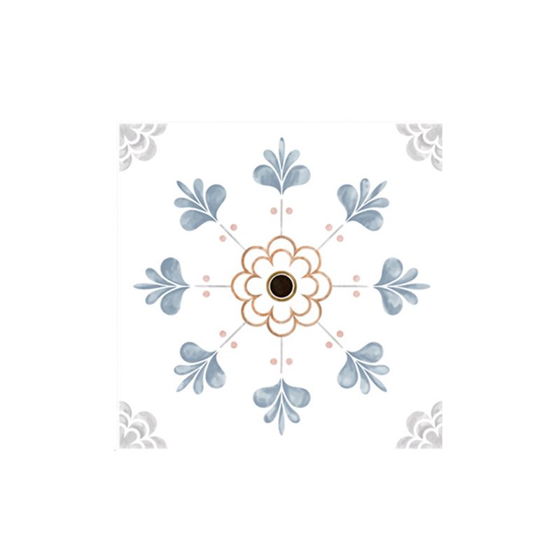 Rural Flower Adhesive Wallpaper Panel Set 20 Pieces White Kitchen Backsplash Wall Decor, 8.6-sq ft