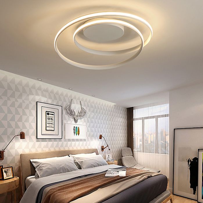 Swirl Wave Flush Mount Ceiling Light Fixture with Aluminum Art for Living Room