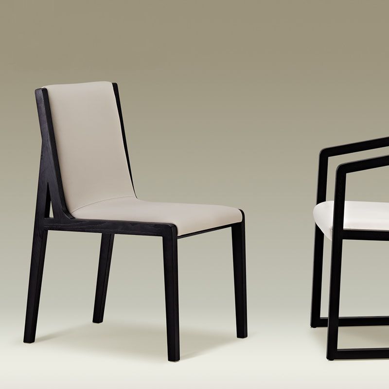 Modern Wood Glam Dining Chair Side Open Back Chair for Kitchen