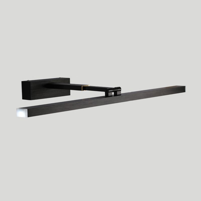 Linear Shade Metal Wall Sconce Modern Style 1-Light Mirror Wall Mount Lighting in Black