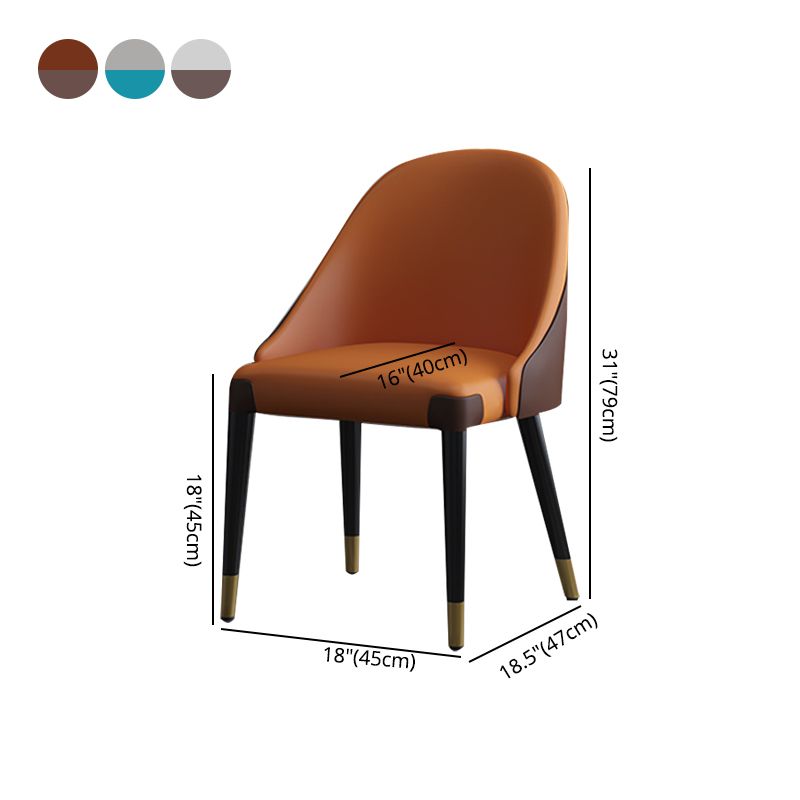 Sillas laterales de comedor con respaldo sólido sin brazos de diseño contemporáneo Sillas de comedor de cuero