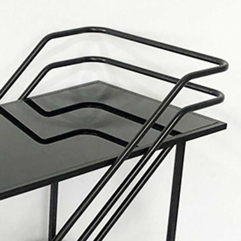 Glass Modern Prep Table Rolling Open Storage Rectangular Kitchen Trolley