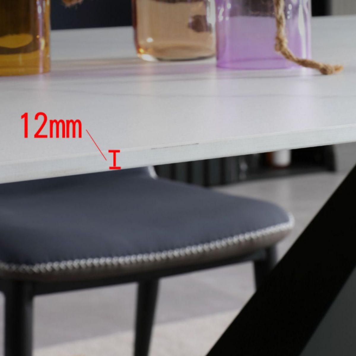 Rectangular Sintered Stone Dining Table Modern Dining Table with Steel Base for Home