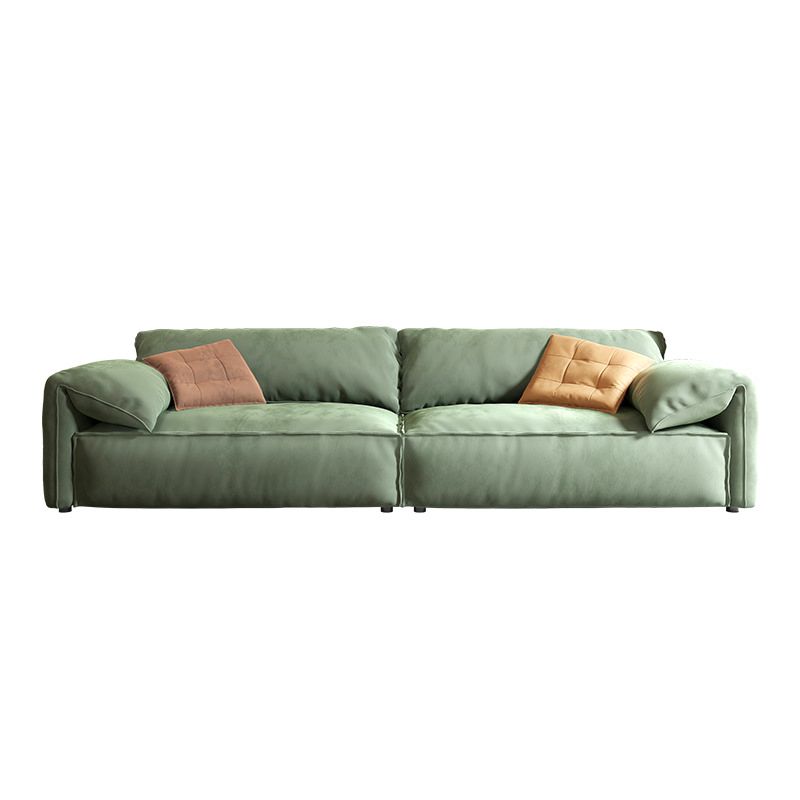 31.5 " H Contemporary Green Faux Leather Pillow Top Arm Sofa
