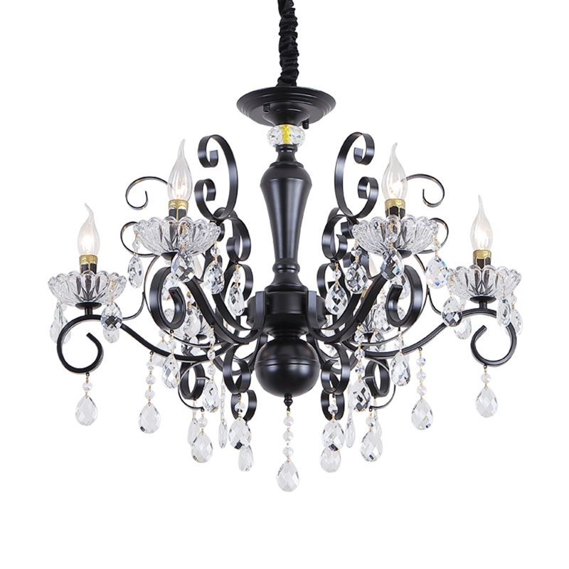 Crystal 6 Lights Hanging Ceiling Lights Raindrop European Suspended Lighting Fixture for Living Room