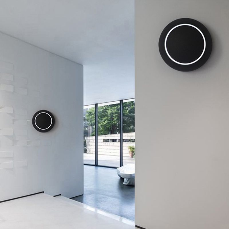 Round Disc Shape Wall Lamp Modern Style Acrylic 1 Light Sconce in White
