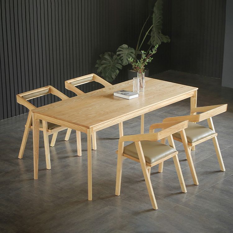 Modern 1/2/3/4/5 Pieces Dining Set Rectangle Solid Wood Legs Dinette Set in Natural