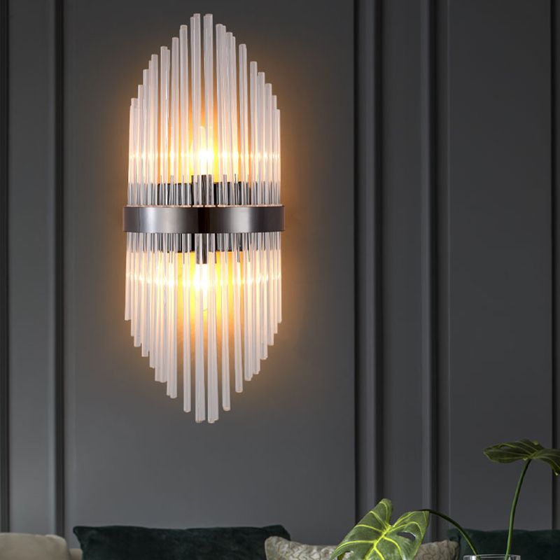Clear Crystal 3 - Light Wall Mounted Sconce in Black / Gold Modern Wall Light