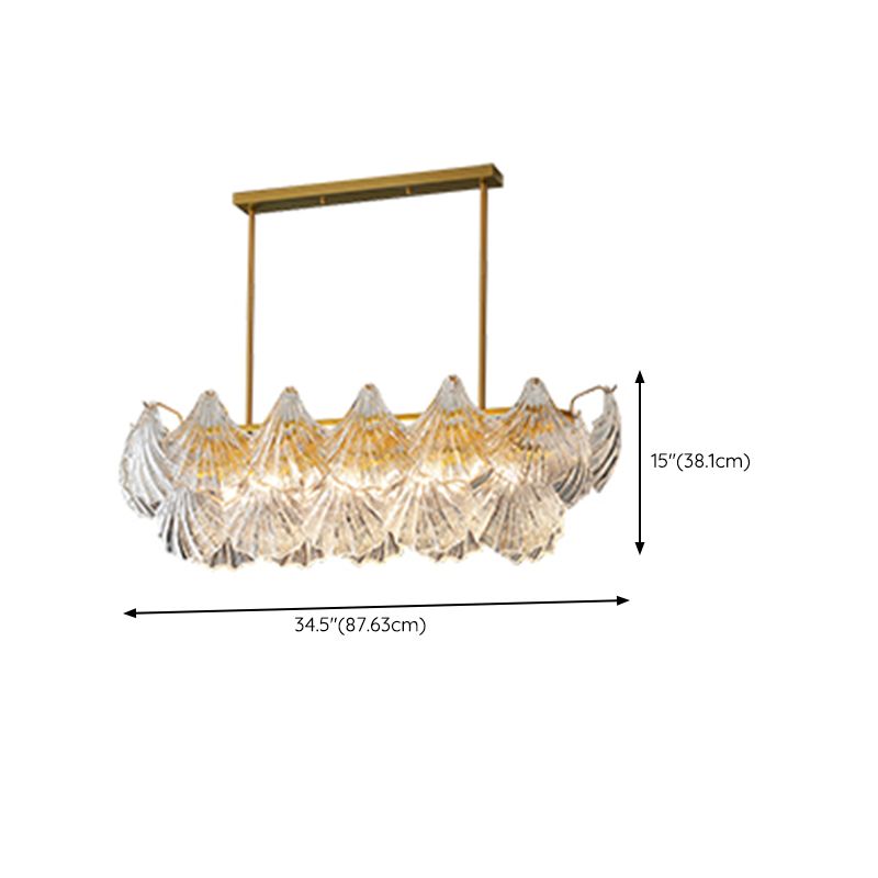 Modern Metal Pendant Light Shell Shape Island Light with Glass Shade for Living Room