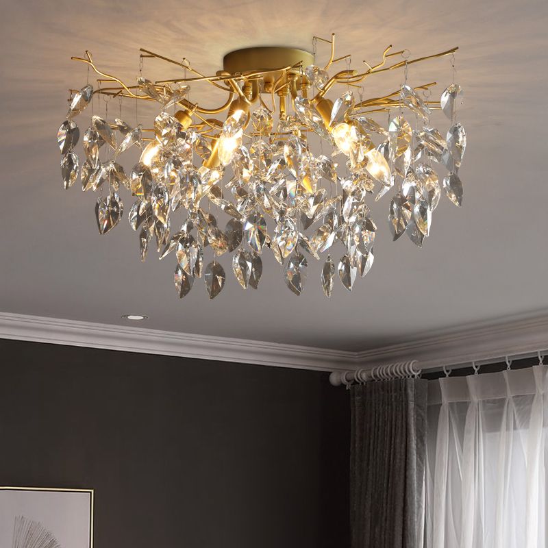 Modern Simple Crystal Ceiling Light Geometry Shape Ceiling Lamp for Bedroom