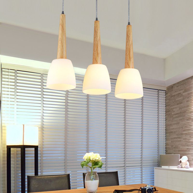 Verre Unique Forme suspendue Lumières Modern Style en bois suspendu le montage