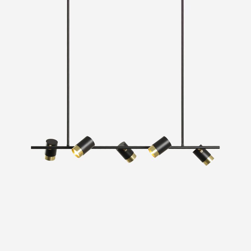 Contemporary Style Cylinder Island Lighting Ideas Metal Island Light Fixtures in Black