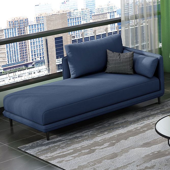 Modern Style Recessed Arms Chaise Living Room Faux Leather Chaise