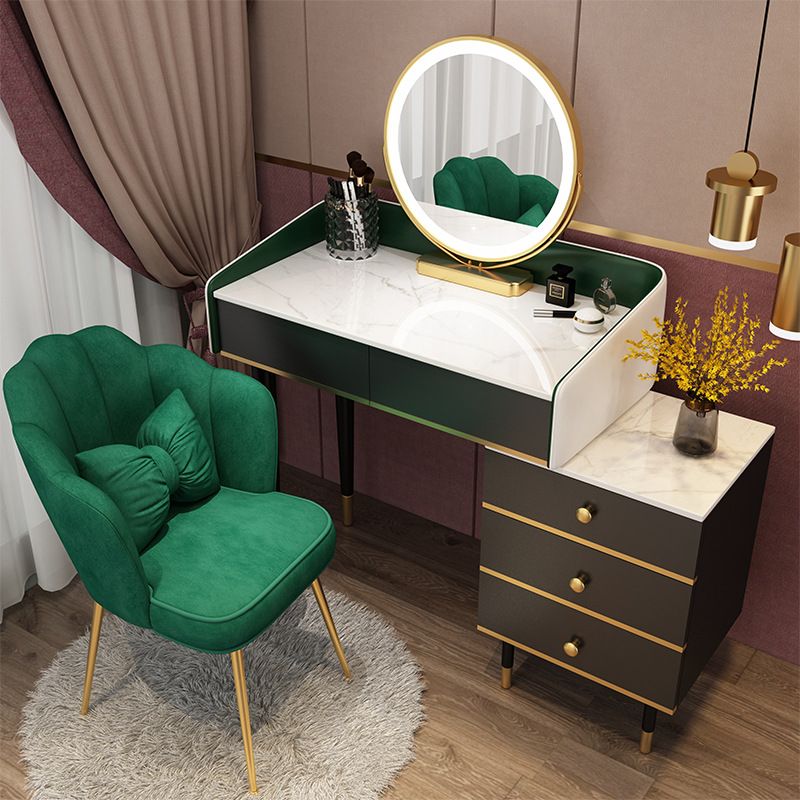 Glam Vanity Table Stone Top 15.75" W Makeup Desk with Drawers