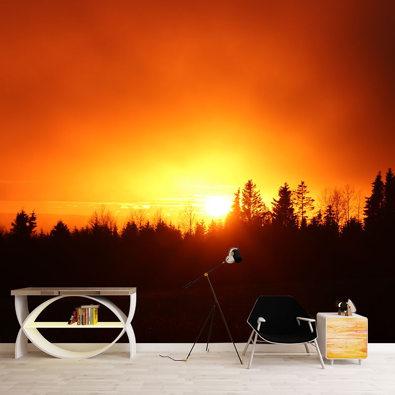 Sunset View Removable Wall Mural Modernist Wall Covering for Bedroom Decor