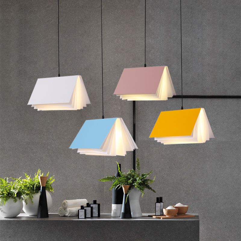 Macaron Pendant Light Modern Simple Style Book Shape Indoor Living Room Hanging Lamp
