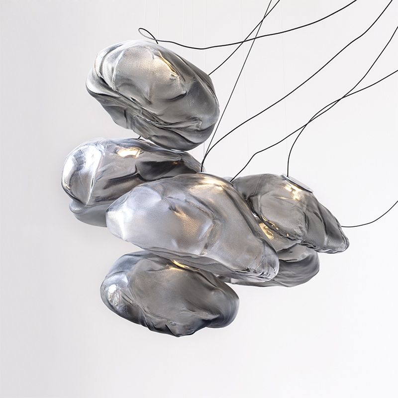 1 Light Bun Hanging Lights Post-Modern Lattice Glass Ceiling Fixture for Restaurant