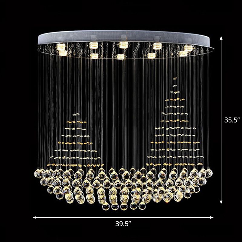 10 Lights Crystal Ceiling Lighting Modern Stainless Steel Sailboat Living Room Flush Mount Lamp