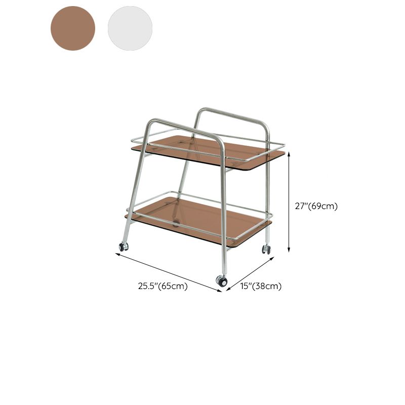Modernistic Glass with Shelf Rectangular Double Tier Living Room Side Table