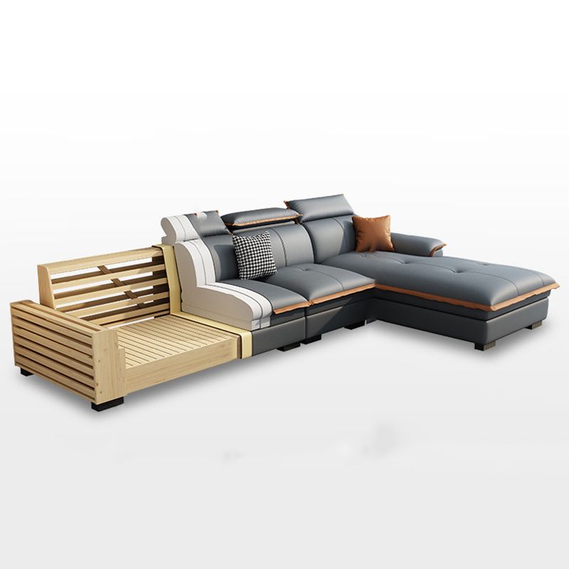 Grey Pillowed Back Cushions Furniture Sectionals with Pillows