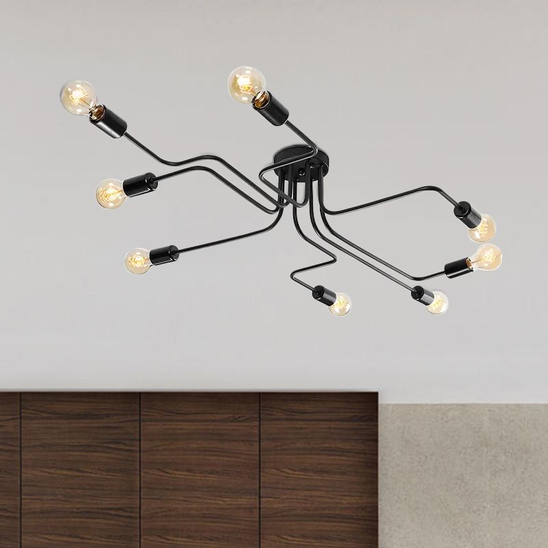 Retro techo expuesto con lámparas semiincorporadas de metal ligero incrustadas 4 / 6, con diseño de latón antiguo / Sputnik negro