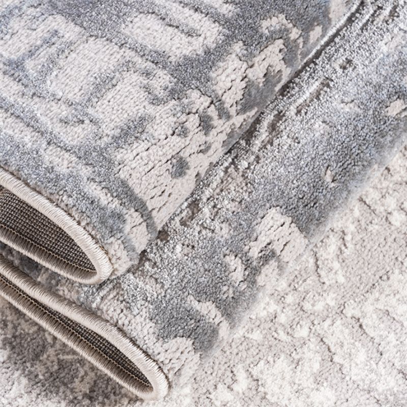 Grey Modern Area Carpet Tie-Dye Pattern Polyester Area Rug Easy Care Washable Rug for Living Room