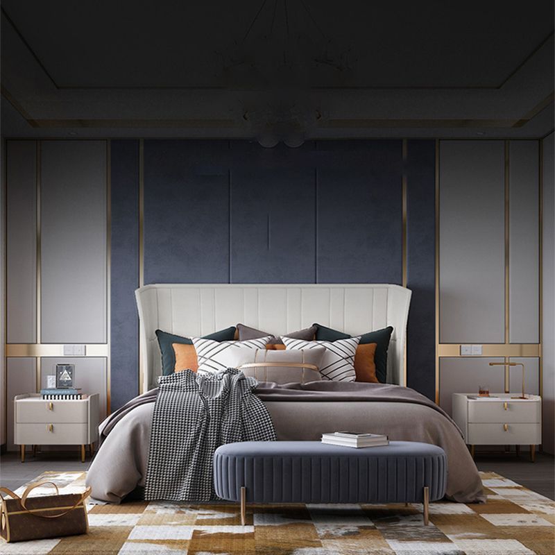 20" Tall 2-Drawer Solid Wood Nightstand Glam Night Table with 4 Legs