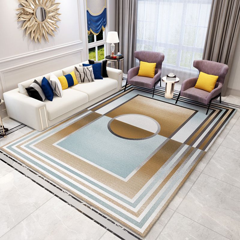Modernist Rug with Multi-Color Geometric Design Pet Friendly Polyester Area Rug for Room