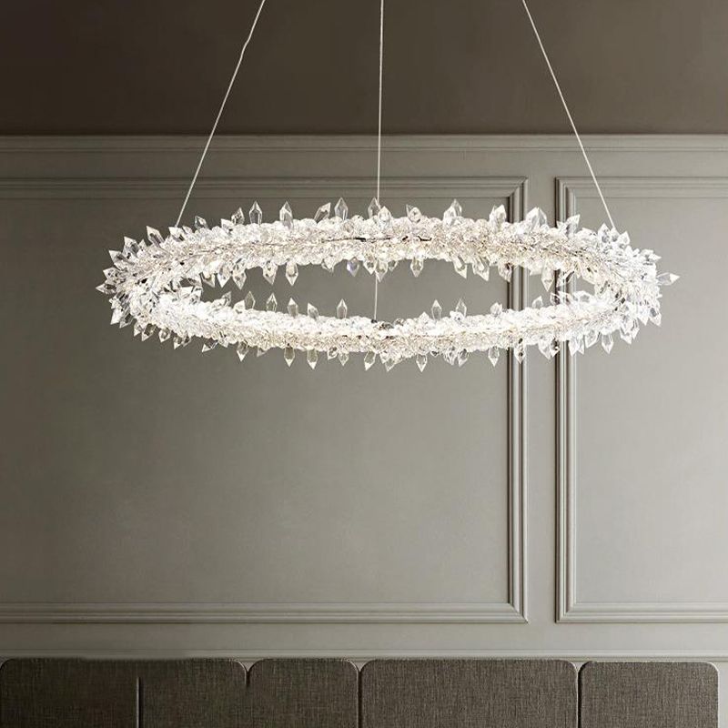 Lampada a lampada circolare in ottone Lampada modernista LED Crystal Crystal Assicatore Luce per soggiorno