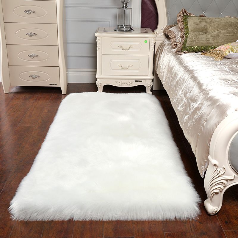 Solid Color Contemporary Rug Faux Fur Rug Washable Area Rug for Living Room