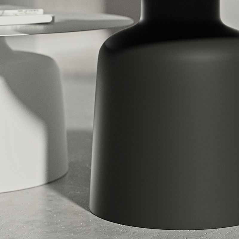 15.7"/18.5"Tall Iron Pedestal White / Black Round Coffee Table