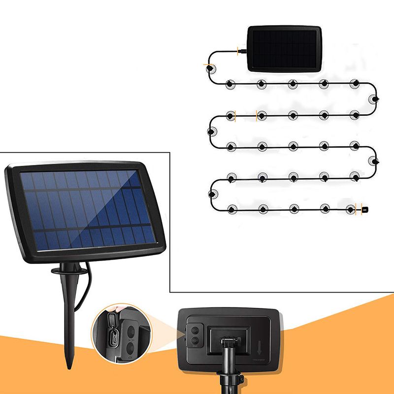 G40 Glass Bulb Festive Light String Industrial Black LED Solar Outdoor Light with USB Charging Port