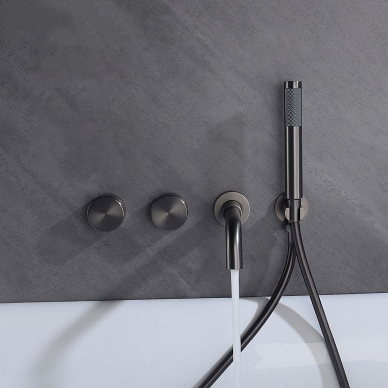 Wall Mounted Metal Tub Filler Low Arc Rotatable Tub Faucet Trim