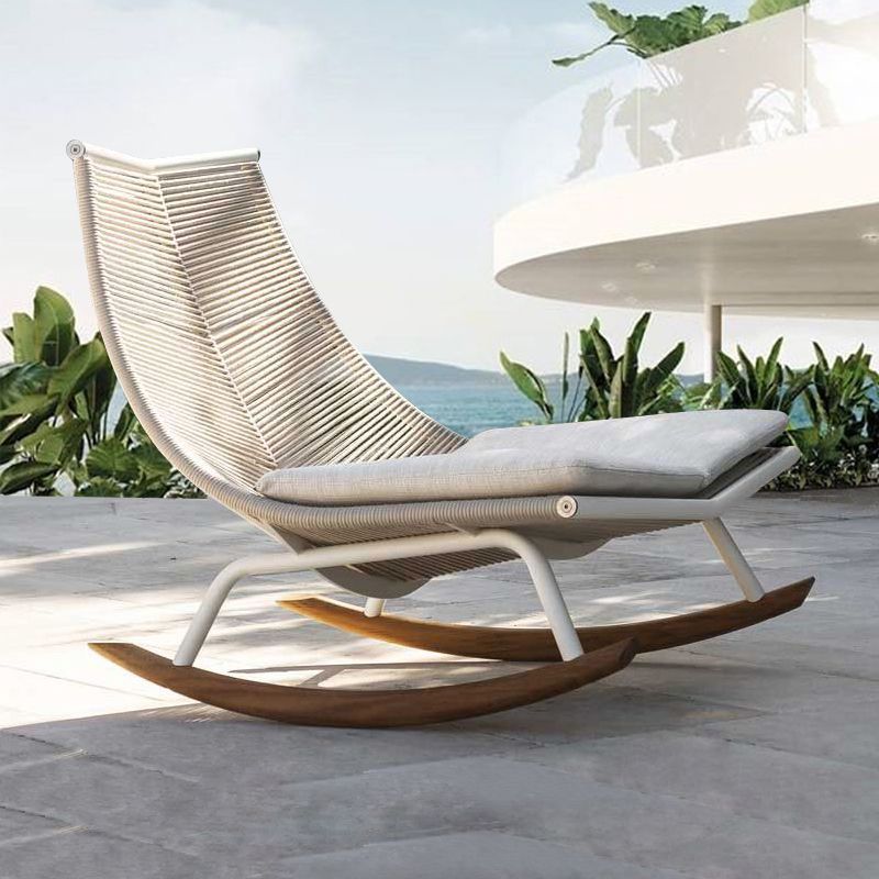 Traditional Rocking Chair Teak Frame Wing Chair Back Indoor Rocking Chair