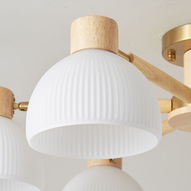 Geometric Shape Wood Flush Light Modern Style Multi Lights Flush Mount Fixture in Brown
