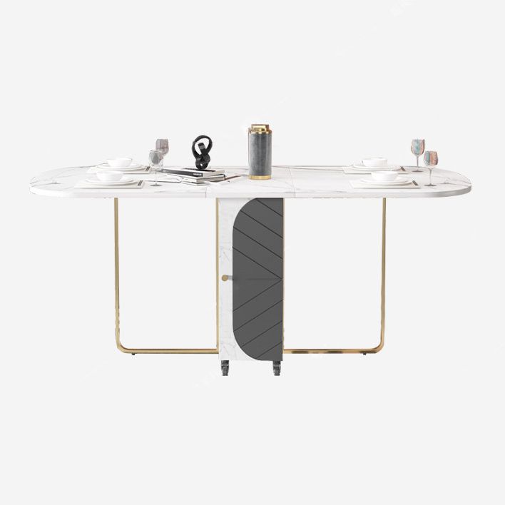 Mesa de comedor moderna de mediados de siglo Mesa de madera ovalada con hoja de caída, 59.1 "L x 31.5" W x 29.5 "H