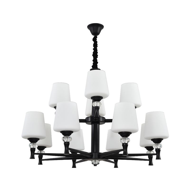 Glass Shade Metal Chandelier Light Fixtures American Style Multi-Head Bell Suspension Lamp