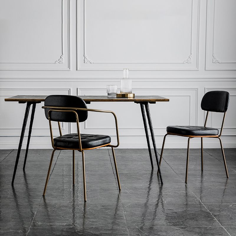 Industrial Open Back Arm Chairs PU Leather Dining Chairs for Home