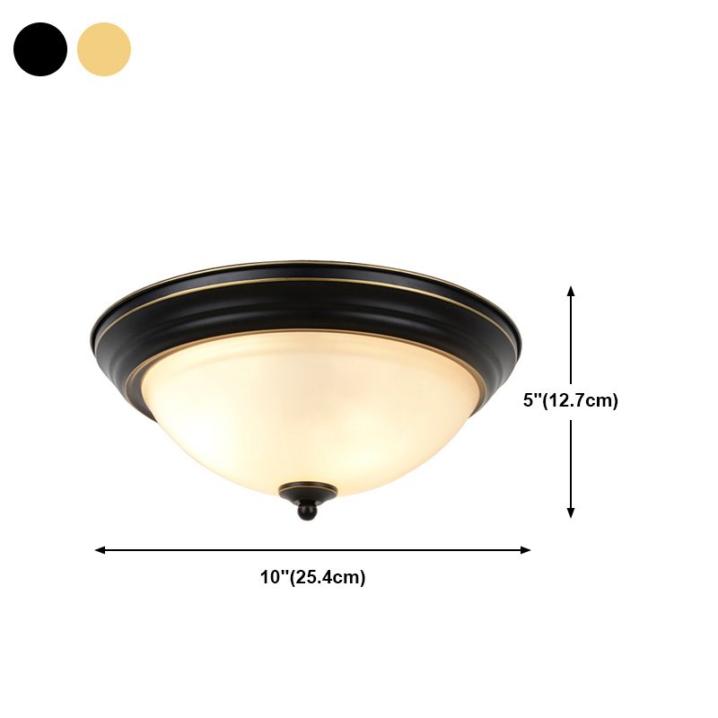 Glass Flush Mount Ceiling Fixture Bowl Shape Traditional Flush Mount Ceiling Lamp