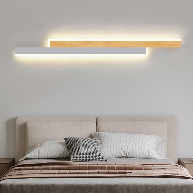 Moder de estilo lineal de estilo moderno Madera de pared 1 Lighting Lighting para dormitorio