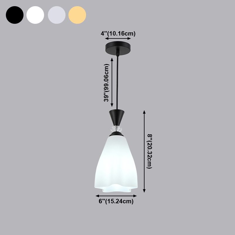 Bloemen diner hanglampverlichting minimalistisch wit glas hangende verlichtingsarmatuur
