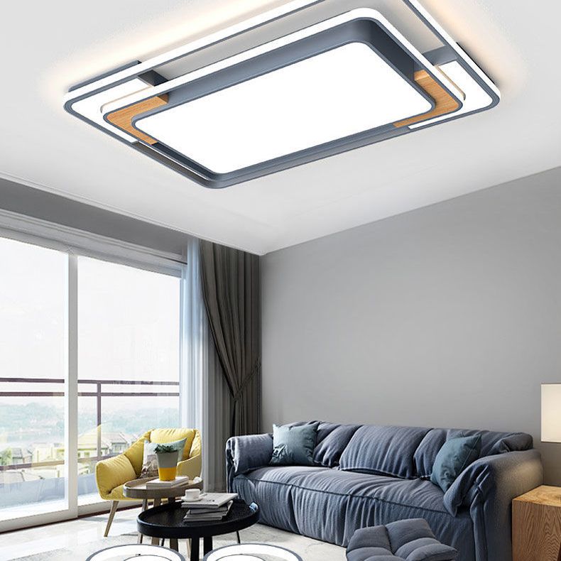Plafonnier LED gris de forme géométrique, design nordique acrylique, plafonnier pour salon