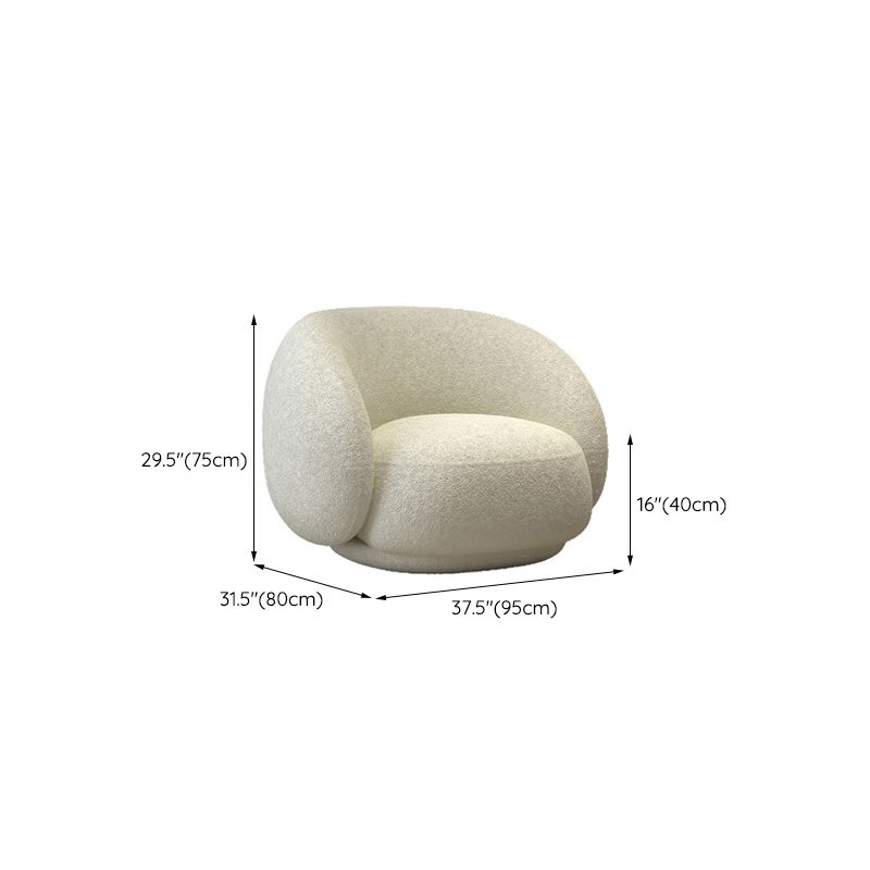 Scandinavian White Cushions Tuxedo Arm Living Room Curved Seating