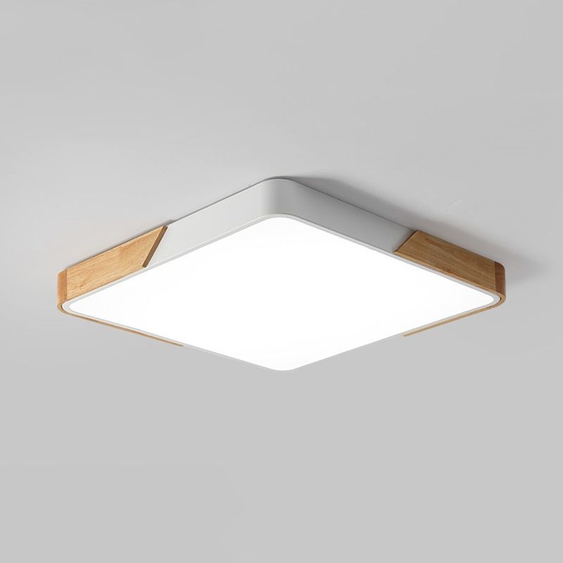 Cuadrado de empalme/Rectángulo Led de Color Rojo nórdico de madera acrílica-Luz de montaje de techo blanco en luz cálida/blanca