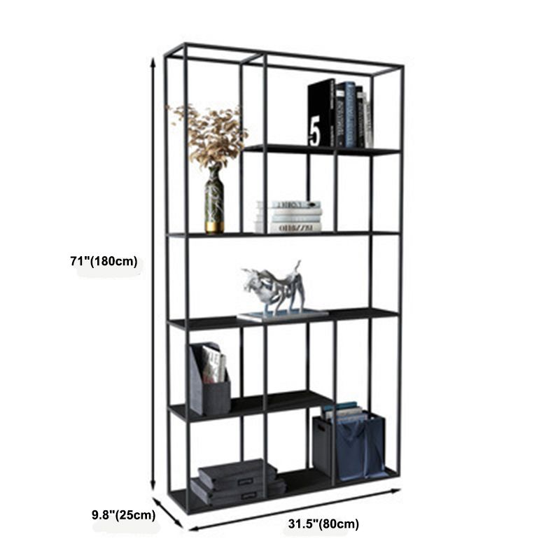 Modern Metal Bookshelf Black Etagere Open Shelf Bookcase in Burnish