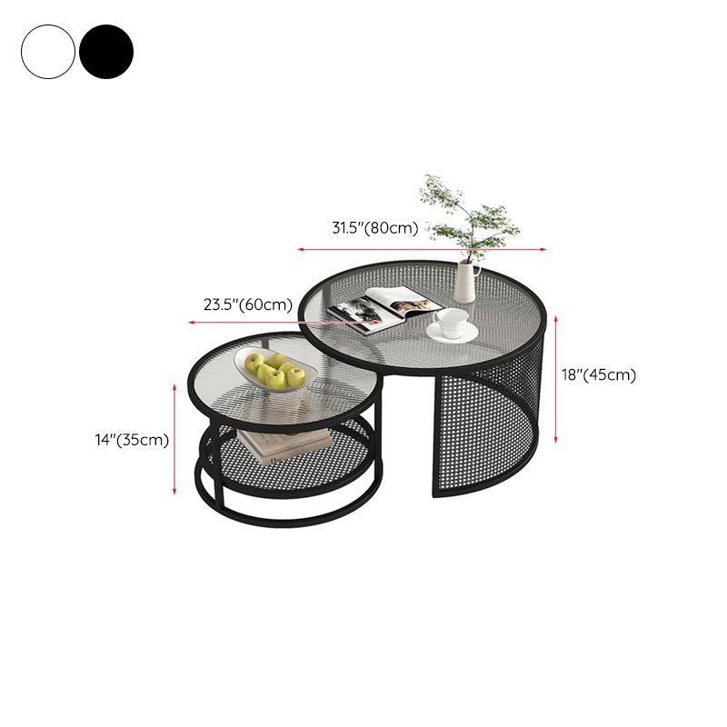 Tropical Coffee Table Glass Top Round Frame Coffee Cocktail Table
