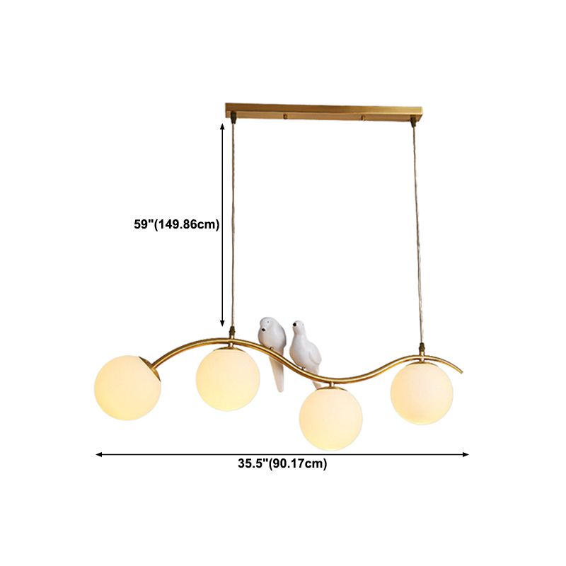 Industrial Style Globe Shape Island Lights Metal 3/4 Lights Pendant Light in Gold