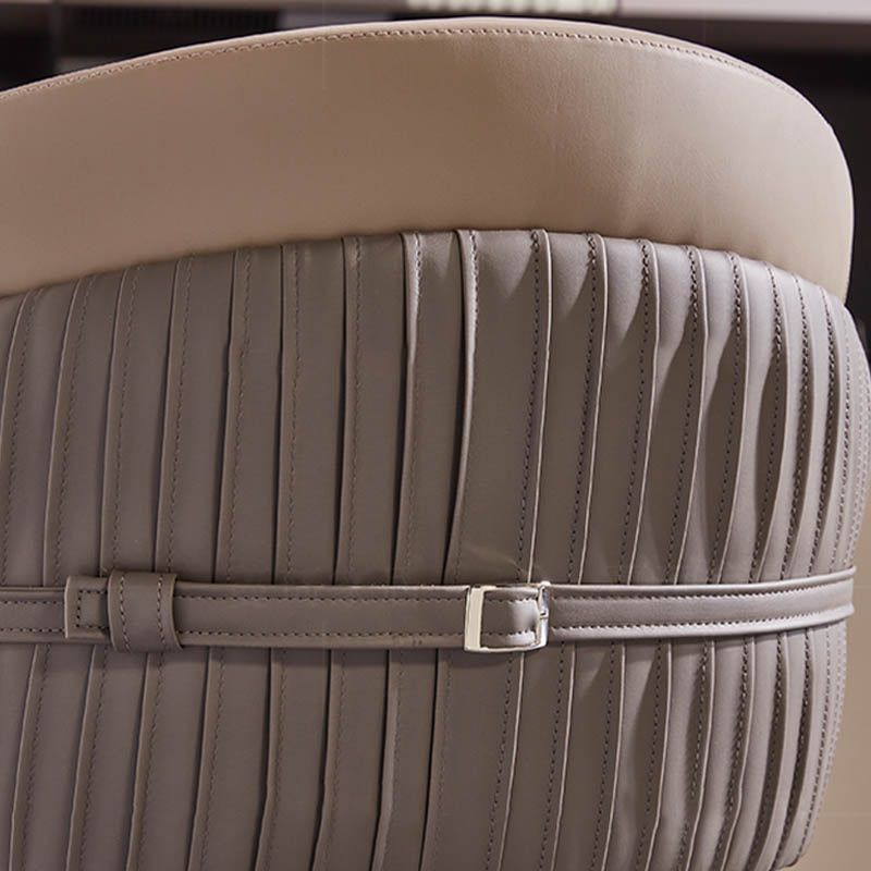 Contemporary Backrest Counter Stool with Leather Cushion and Metal Base