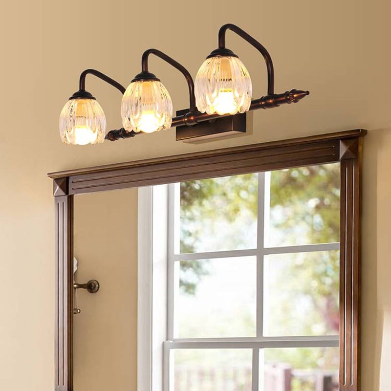 Kupferblume Waschtisch Wand Licht rustikal klares Glas Badezimmer Wandleuchte Leuchte